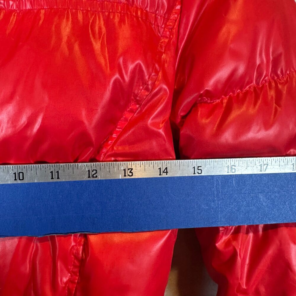 Esprit Red Glossy Puffer Jacket Belted Womens US 4 Quilted Y2K Winter Coat